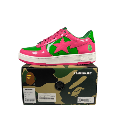 Bathing Ape Bapesta Pink and Green Size 8 USED s17919