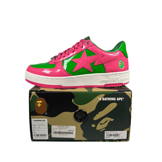 Bathing Ape Bapesta Pink and Green Size 8 USED s17919