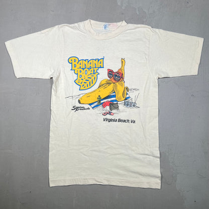 1990s Banana Boat Virginia Beach VA Cream Tee Size Small USED v19299
