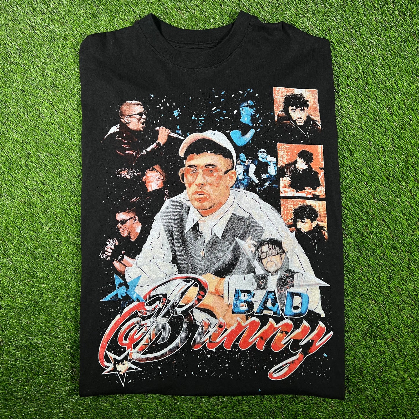 Bad Bunny Modern Rap Graphic Black Tee Size XXL USED v17003