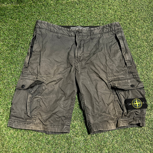 Stone Island Washed Black Cargo Shorts Size 34 USED x14060