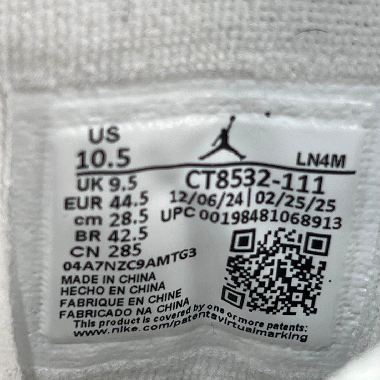 Jordan 3 Pure Money (2025) Size 10.5 USED s22436