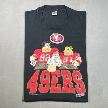 1993 Flintstones San Fran 49ers Black Tee Size XL USED v19260