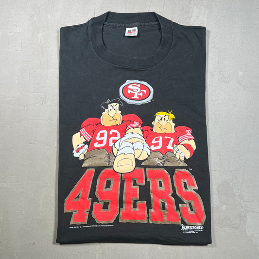 1993 Flintstones San Fran 49ers Black Tee Size XL USED v19260