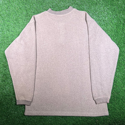 Y2K ESPN Brown Henley Longlseeve Size Medium USED v17996