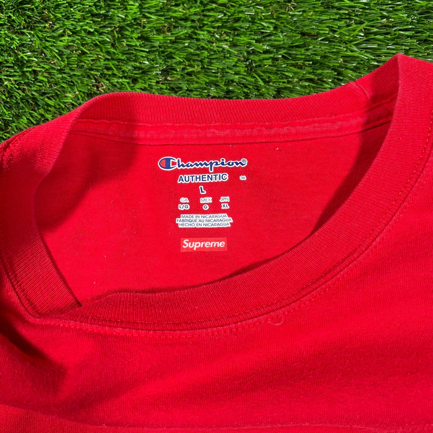 Supreme Champion Longsleeve Red Tee (2017) Size Large USED x16225