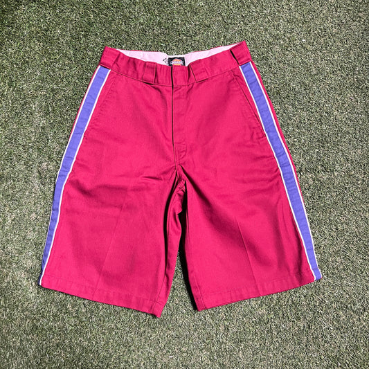 Supreme Dickies Stripe 13" Loose Fit Work Maroon Shorts Size 30 USED x13257