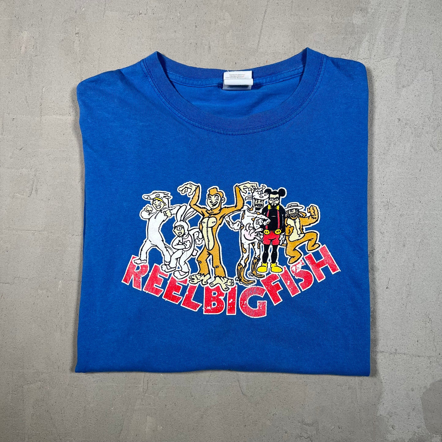 Y2K Reel Big FIsh Blue Tee Size Large USED v19096