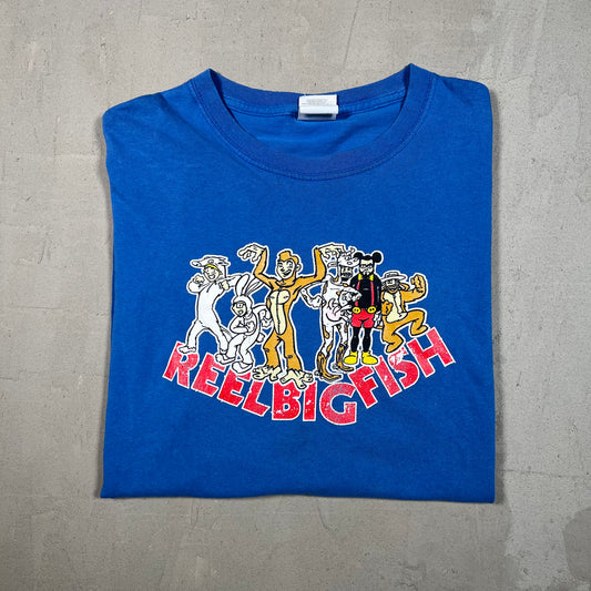 Y2K Reel Big FIsh Blue Tee Size Large USED v19096