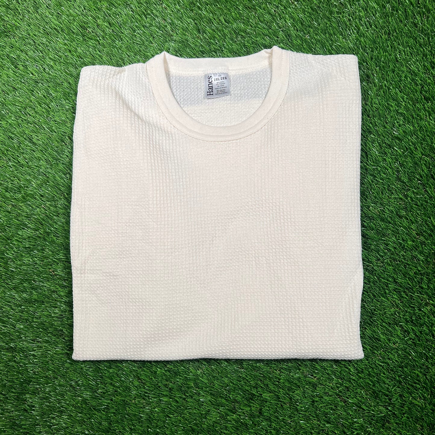 1990s Hanes White Thermal Longsleeve Size XXL USED v18705