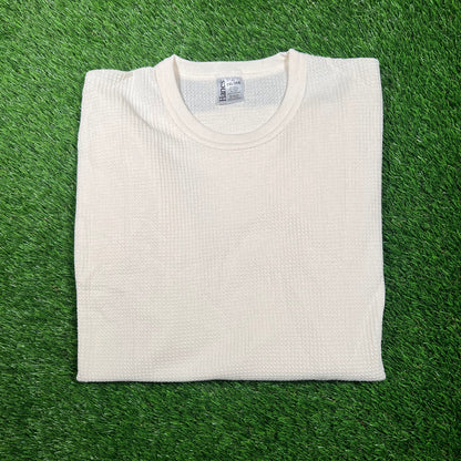 1990s Hanes White Thermal Longsleeve Size XXL USED v18705