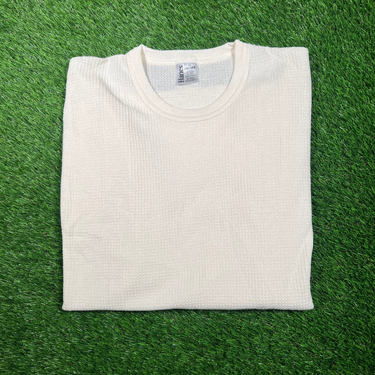 1990s Hanes White Thermal Longsleeve Size XXL USED v18705