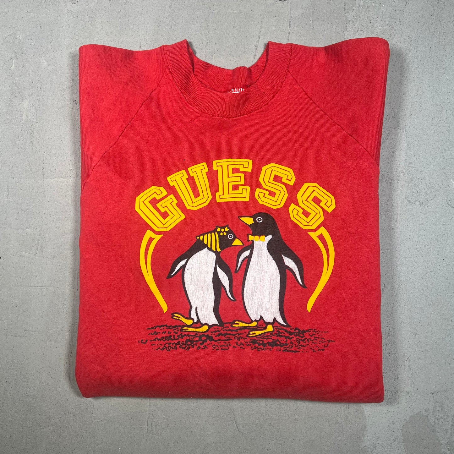 1990s Guess Penguins Red Crewneck Size XL USED v19167