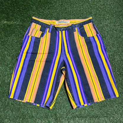 Y2K Unionbay Multi Color Striped Shorts Size 36 USED v16356