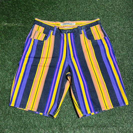 Y2K Unionbay Multi Color Striped Shorts Size 36 USED v16356