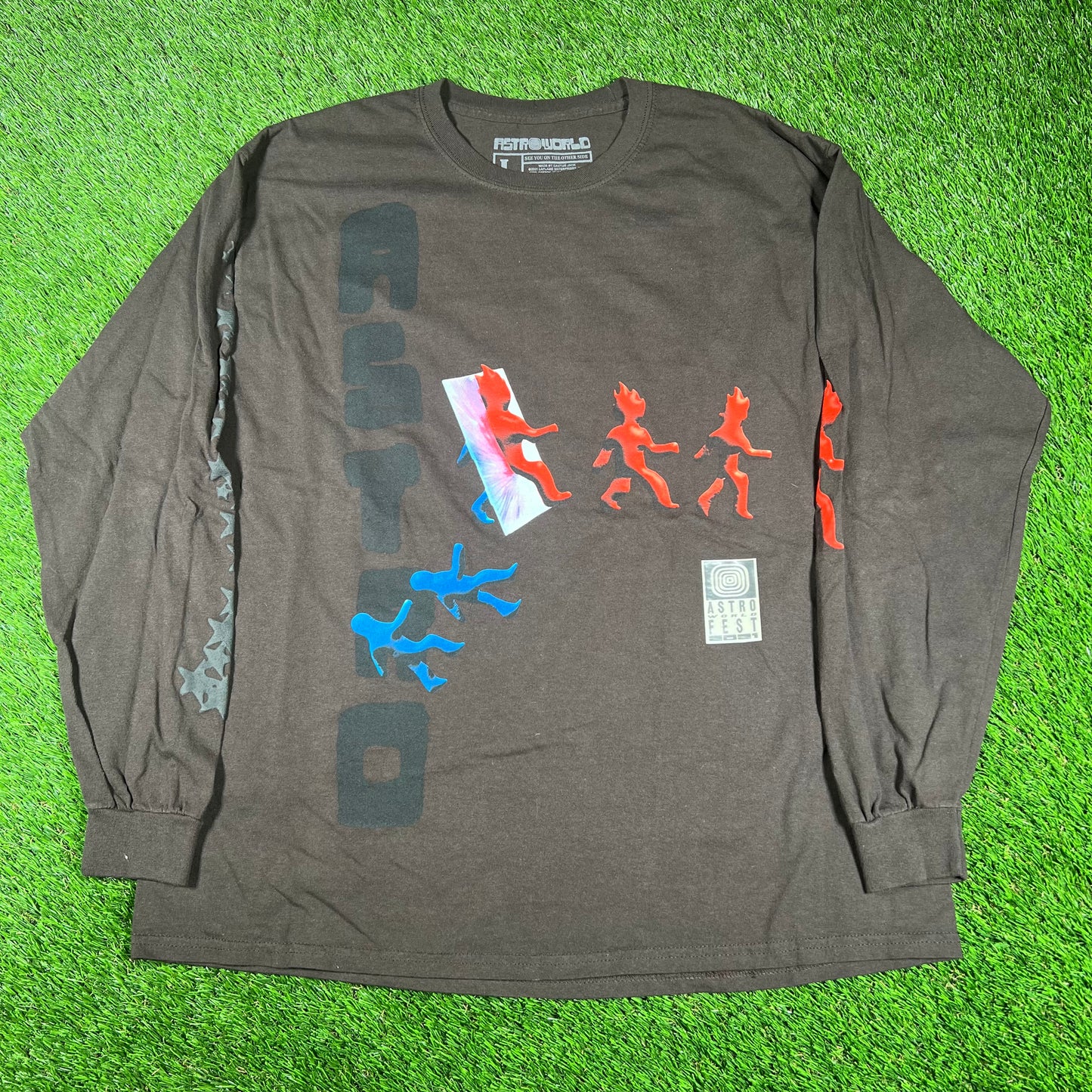 2021 Astroworld Fest Walking Through Portal Brown Longsleeve Size Large USED x14569