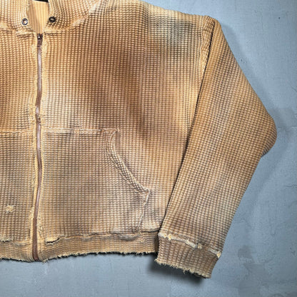 GV Gallery Raspberry Hills Waffle Dyed Heavy Thermal Zip Up Hoodie Size Small USED x17203