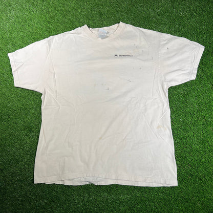 1990s Motorola Make Money Save Money White Tee Size XL USED v18173