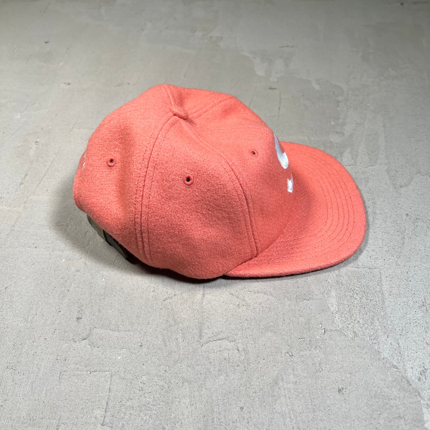 Supreme S Logo Wool Pink 6 Panel Hat USED x17623