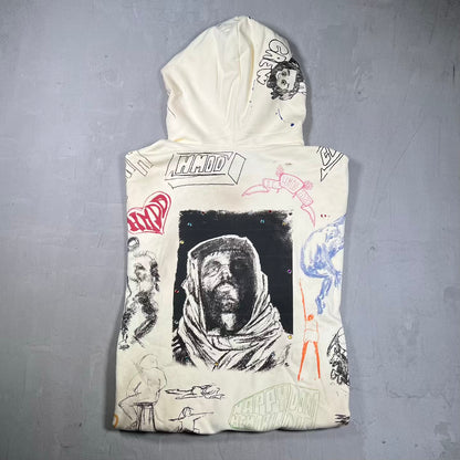 HMDD Sketch Cream Hoodie Size XL USED x18679