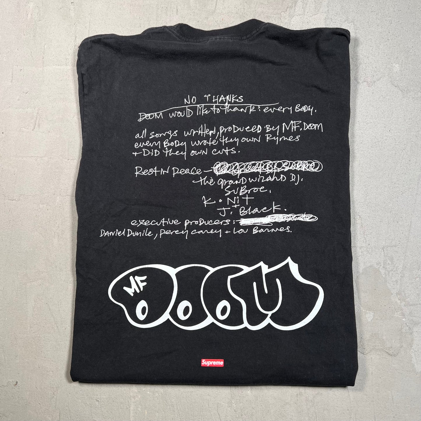 Supreme MF Doom Black Tee (2023) Size Medium USED x17514
