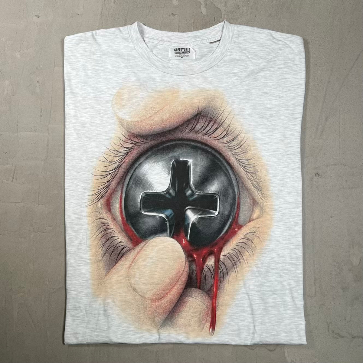 Greedy Unit Screw Eye Grey Tee Size XL NEW x18806