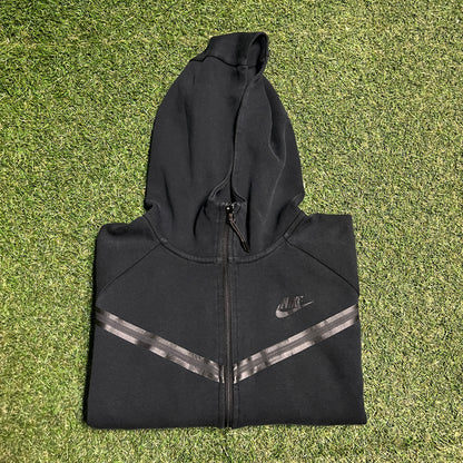 Nike Tech Black Zip Up Black Hoodie Size Medium USED v16482
