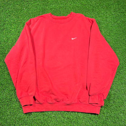 Y2K Nike White Swoosh Red Crewneck Size XL USED v18587