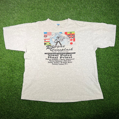 1994 Reggae Sunsplash Adidas Tour Grey Tee Size XL USED v18112