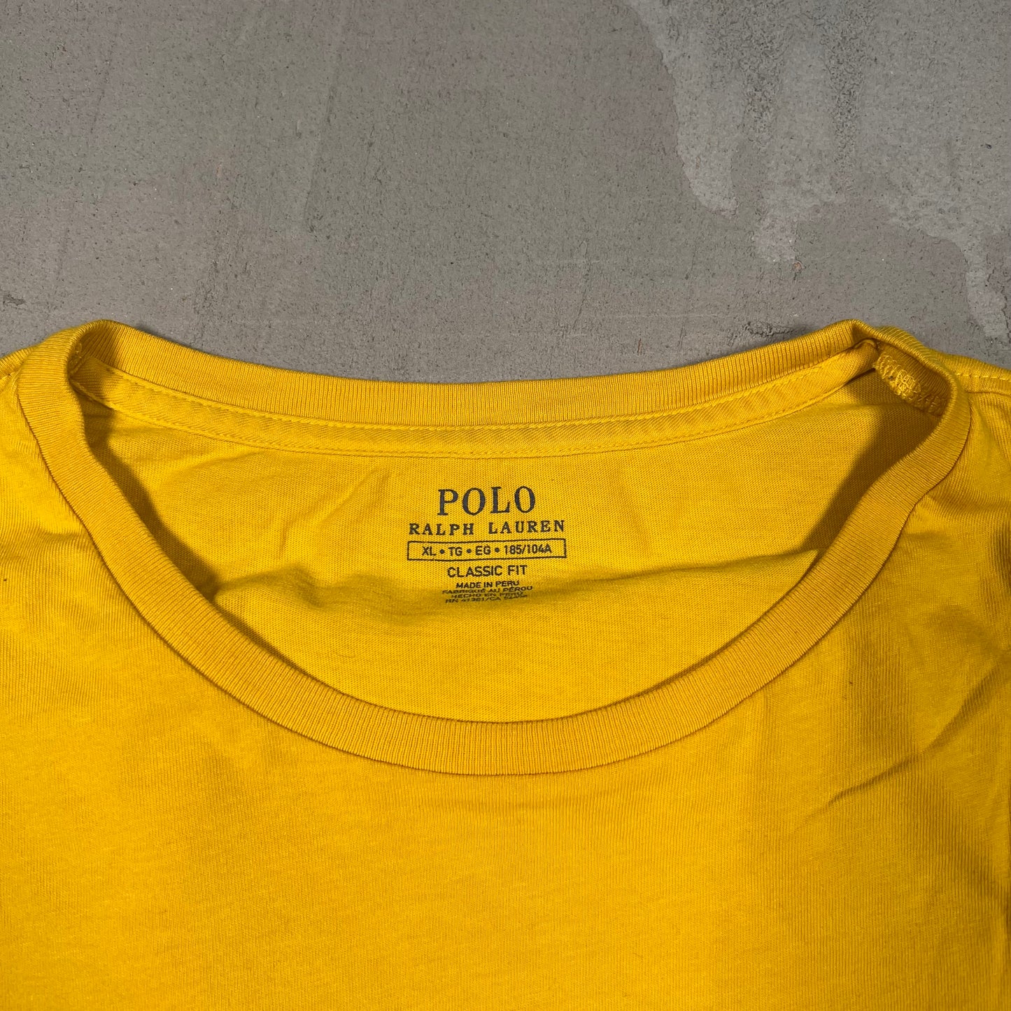 Polo Ralph Lauren Yellow Logo Tee Size XL USED v18989