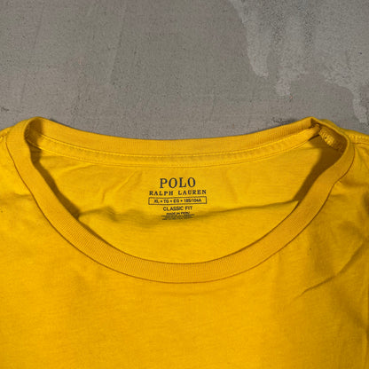 Polo Ralph Lauren Yellow Logo Tee Size XL USED v18989