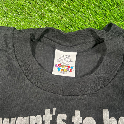 1990s Taz Who Wants to Battle Black Tee Size Kids XL USED v17748