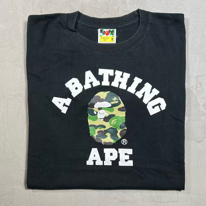 Bape Bathing Ape Camo Head Black Tee Size Medium USED x18597