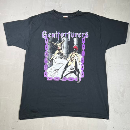 1990s Genitorturers Pleasure in Restraint Metal Rock Band Black Tee Size XL USED v20159