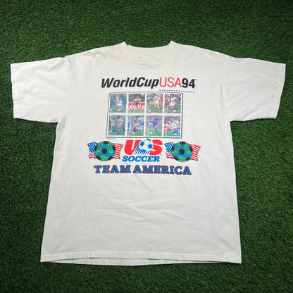 1994 World Cup White US Soccer Tee Size XL USED v18373