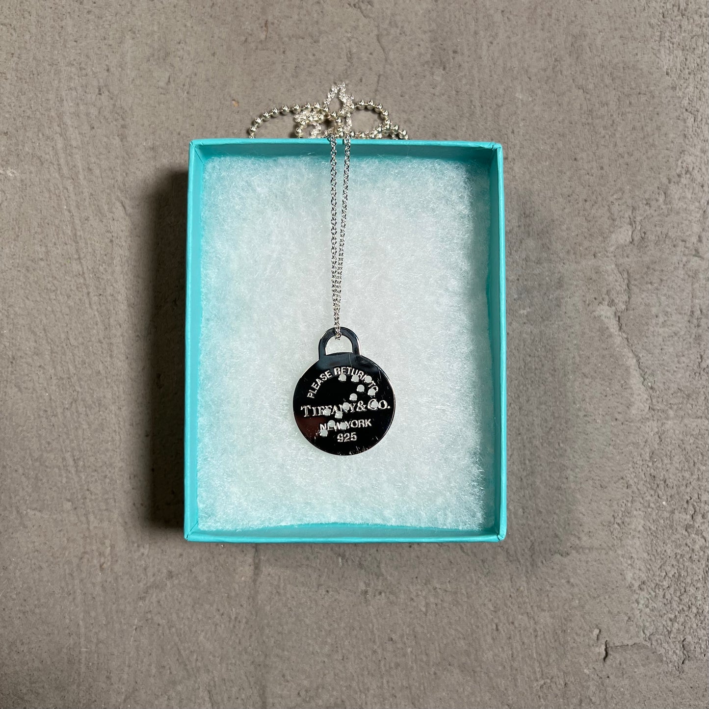Tiffany & Co Round Tag Zodiac Sagittarius Silver Pendant Necklace USED x17638