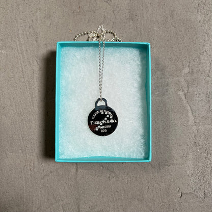 Tiffany & Co Round Tag Zodiac Sagittarius Silver Pendant Necklace USED x17638