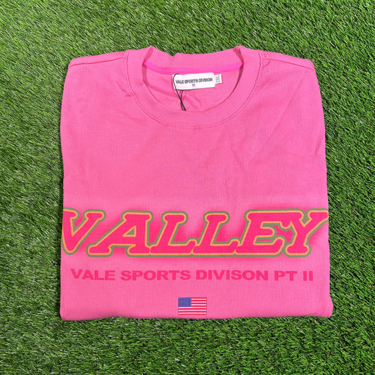 Vale Valley Sports Pink Cropped Tee Size Small (tagged 2xl) NEW x15933