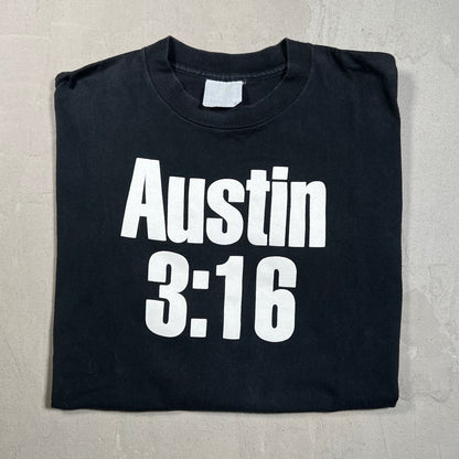 WWF "Austin 3:16" Stone Cold Steve Austin Black Tee Size Large USED v19519