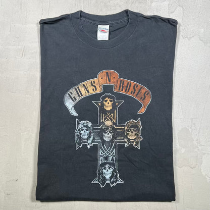 Y2K Guns N Roses Black Cross Tee Size XL USED v20315