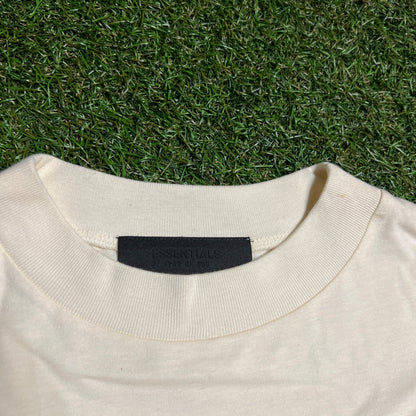 Fear of God FOG Essentials Cream Center Logo Tee Size Medium USED x14119