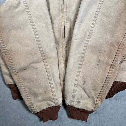 1990s Carhartt Santa Fe Khaki Zip Up Workwear Jacket Size Large USED v20367
