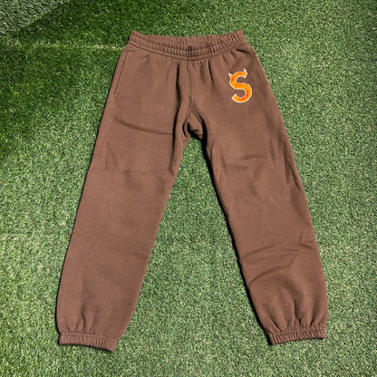 Supreme "S" Logo Brown Sweatpants Size Small USED x14187
