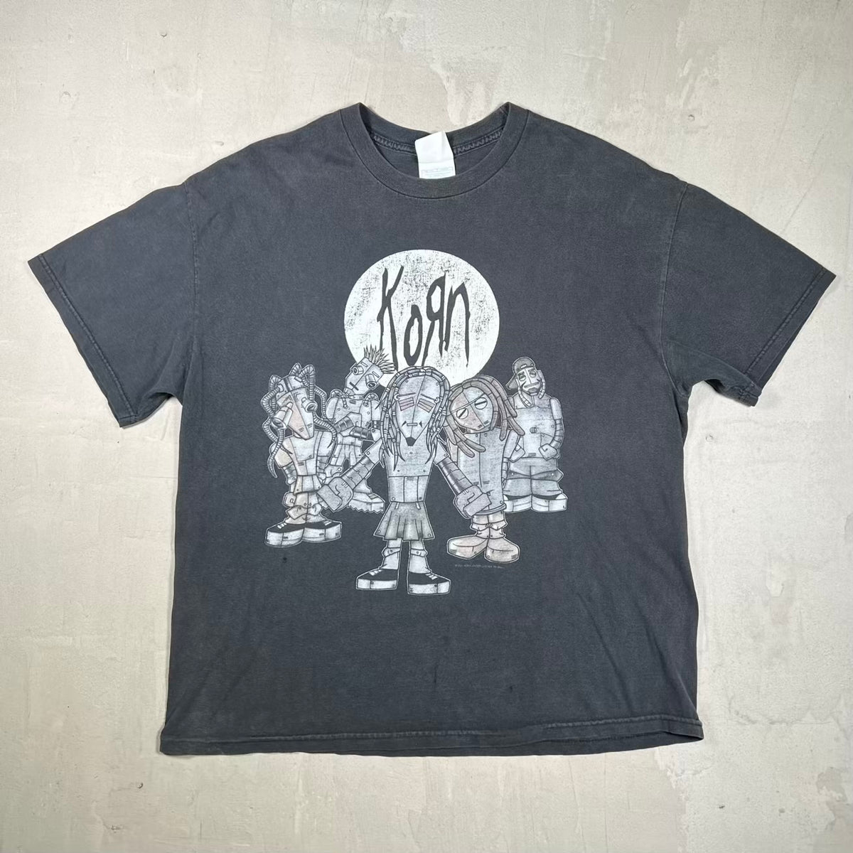 2001 Korn Sick and Twisted Glow in Dark Tour Black Tee Size XL USED v20408