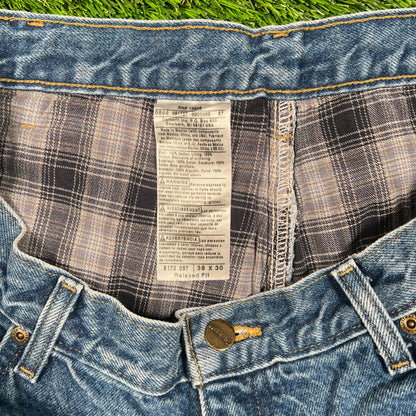 Y2K Carhartt Flannel Lined Blue Jeans Size 38x30 USED v18689
