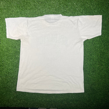 1980s Delbarton School White Tee Size XL USED v17634