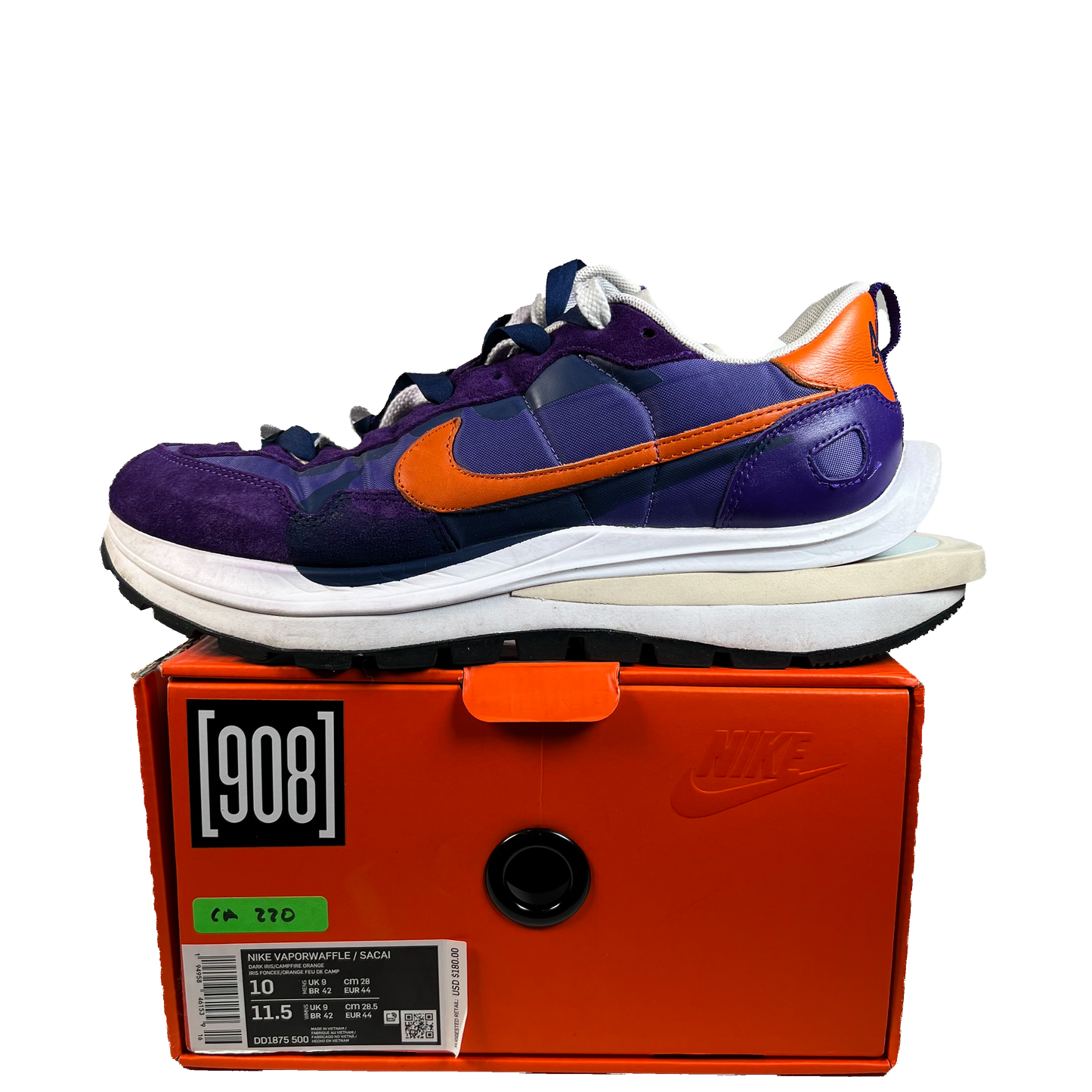 Nike Vaporwaffle Sacai Dark Iris (2021) Size 10 USED s22376