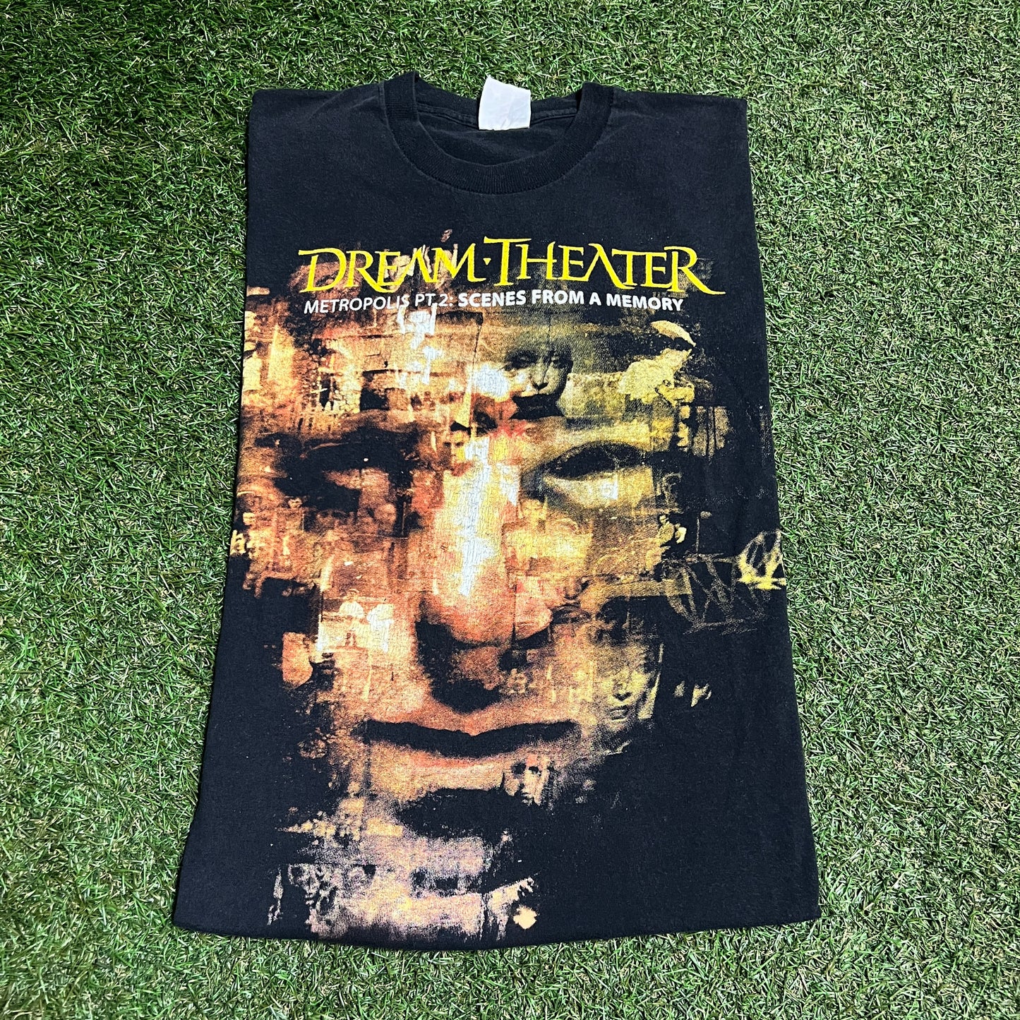 Y2K Dreamtheater Double Sided Black Tee Size Large USED v16101