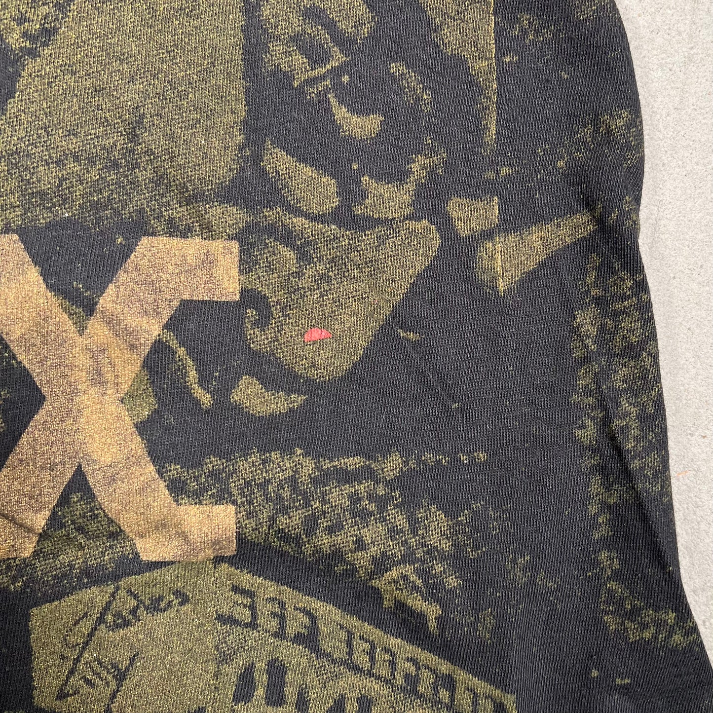 1990s Malcom X Glitter AOP Black Tee Size XL USED v13777
