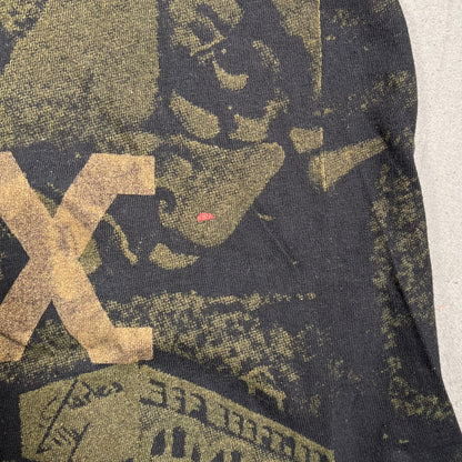 1990s Malcom X Glitter AOP Black Tee Size XL USED v13777